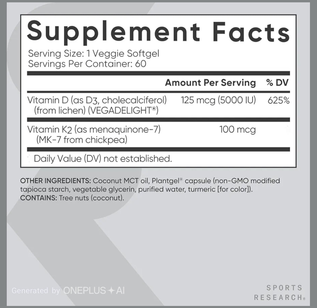 Sports Research® Vitamin D3 + K2